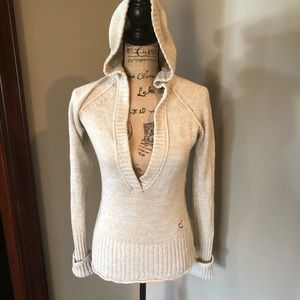 ROXY deep v neck sweater with hood